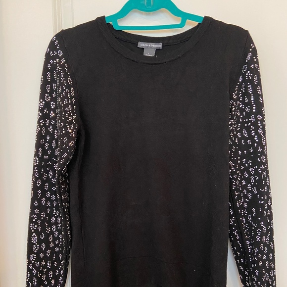 Chelsie & Theodore Black Sweater Sparky Sleeves Ladies L - Picture 1 of 3